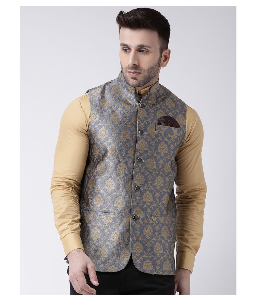     			Hangup Grey Silk Blend Nehru Jacket