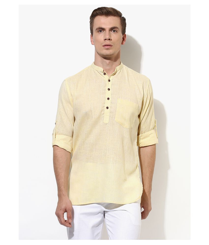     			Hangup Yellow Linen Kurta