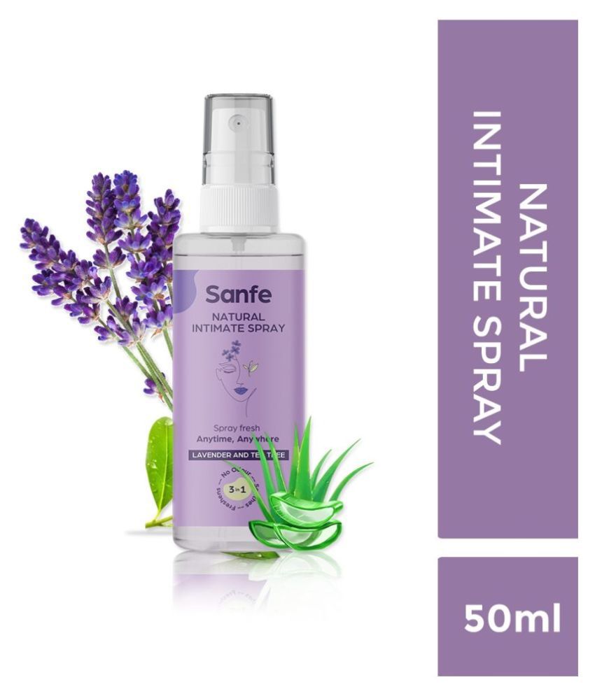 Sanfe Natural Intimate Spray with Tea Tree and Witch Hazel - 50 ml for Fungal Infections, Rashes in the Bikini area