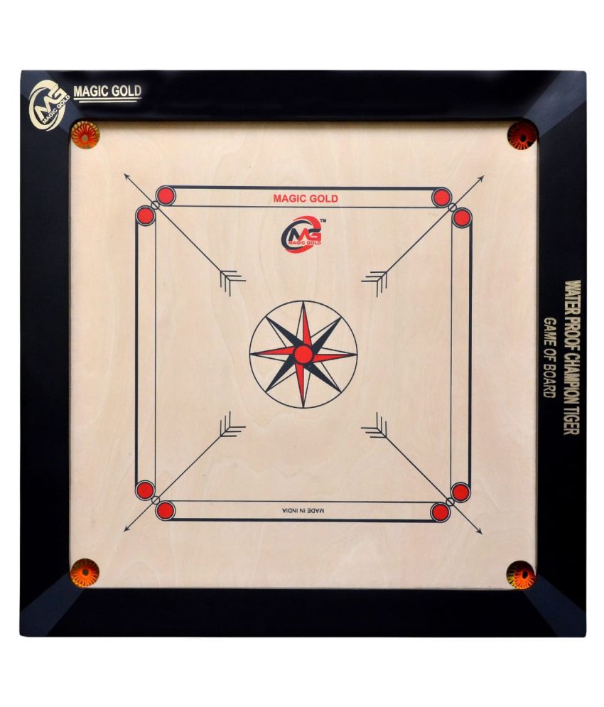 V.E MAGIC GOLD carrom board Matte Finish Water Proof Tournament Carom Board Game (35X35)Inch with 8mm ply.