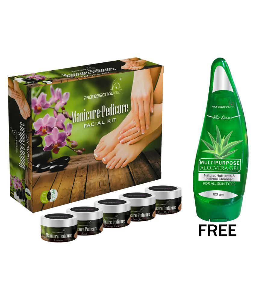     			professional feel Multipurpose ALOEVERA GEL (120g) & All Type Skin MANICURE PEDICURE Facial Kit 250 g Pack of 2