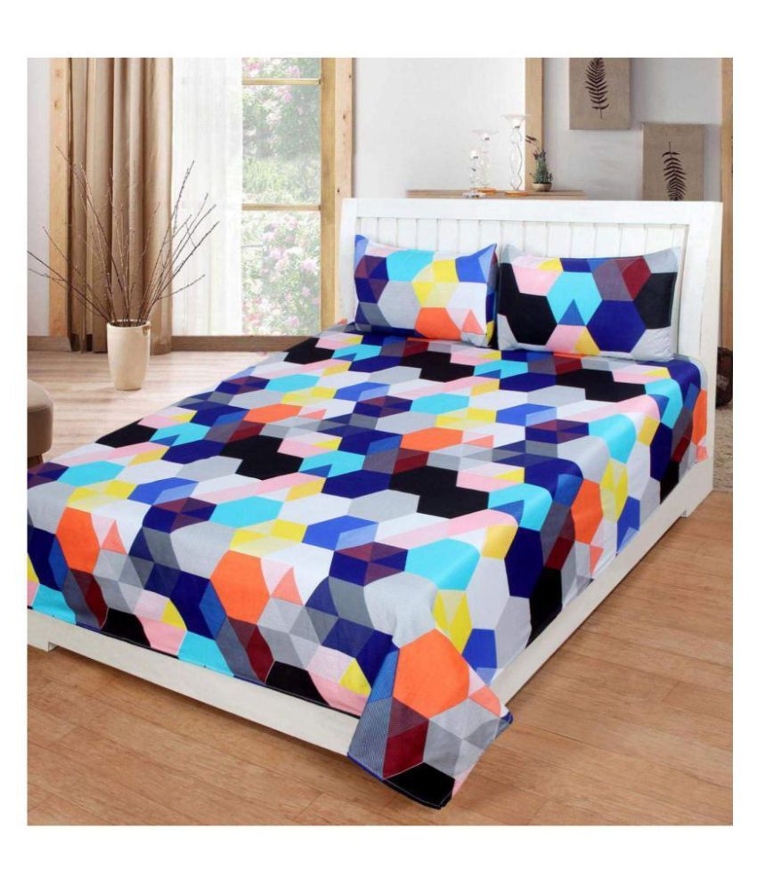     			JAMUWAL Poly Cotton Double Bedsheet with 2 Pillow Covers ( 228 cm x 228 cm )