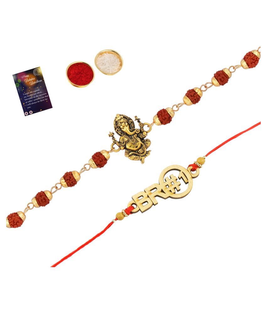     			Paola Rakhi  Rudraksh "Ganeshji"With  Stylish" BRO"   With Roli Chawal And  Greeting Card