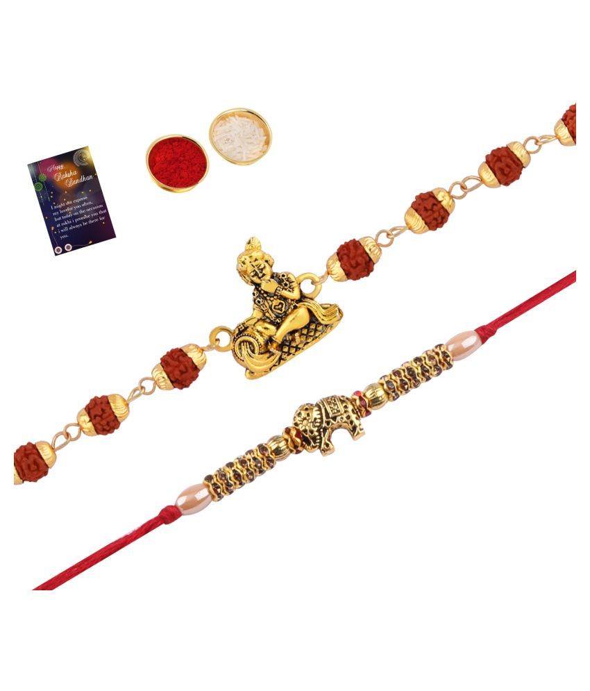     			Paola Rakhi  Rudraksh "Krishna"With  Stylish Designer Look  Rakhi With Roli Chawal And  Greeting Card