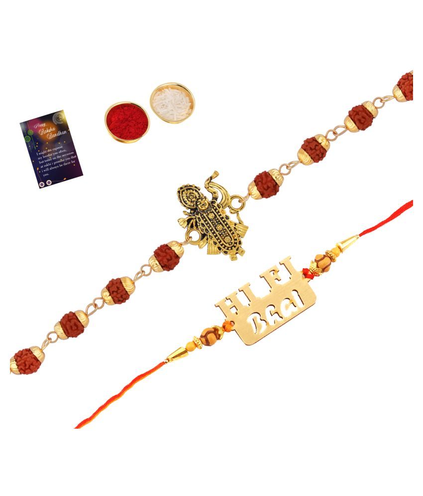     			Paola Rakhi  Rudraksh "Shreenathji "With  Elegant" HI-FI BHAI"   With Roli Chawal And  Greeting Card