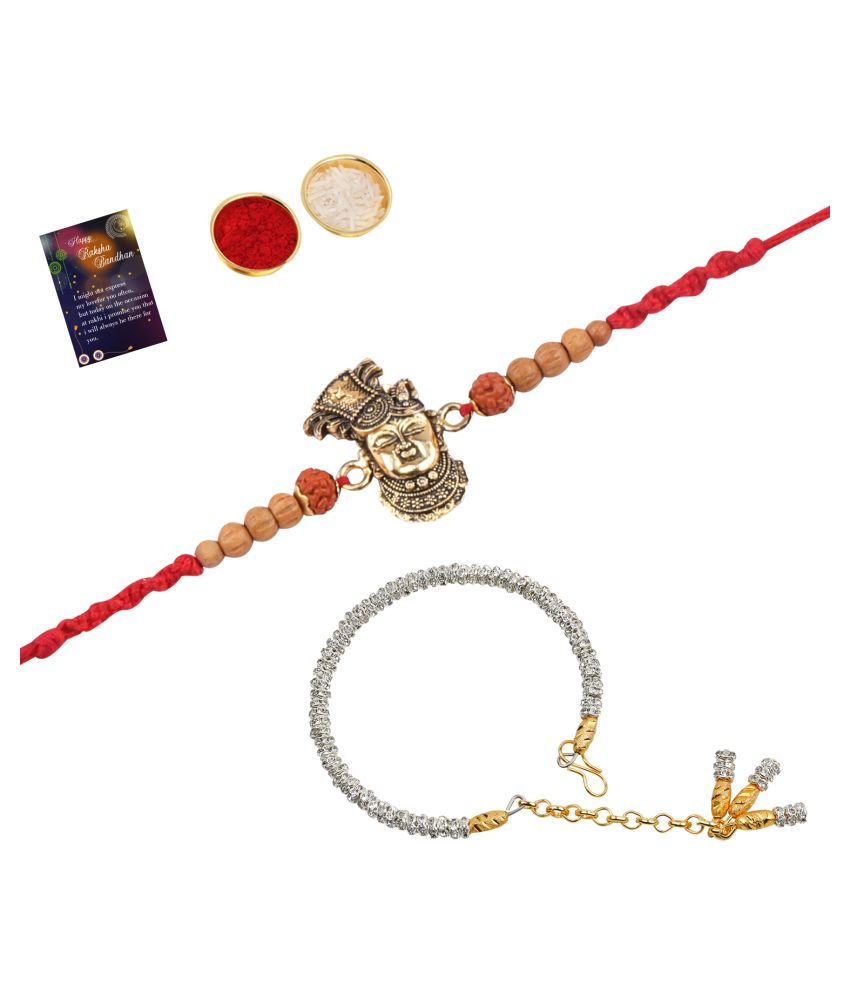     			Paola  Stylish Classic  Look  Rakhi  With Bhabhi Rakhi kada With Roli Chawal And  Greeting Card