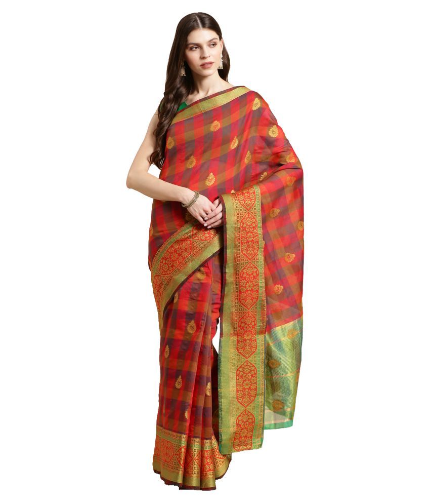     			Aarrah Green Cotton Blend Saree - Single