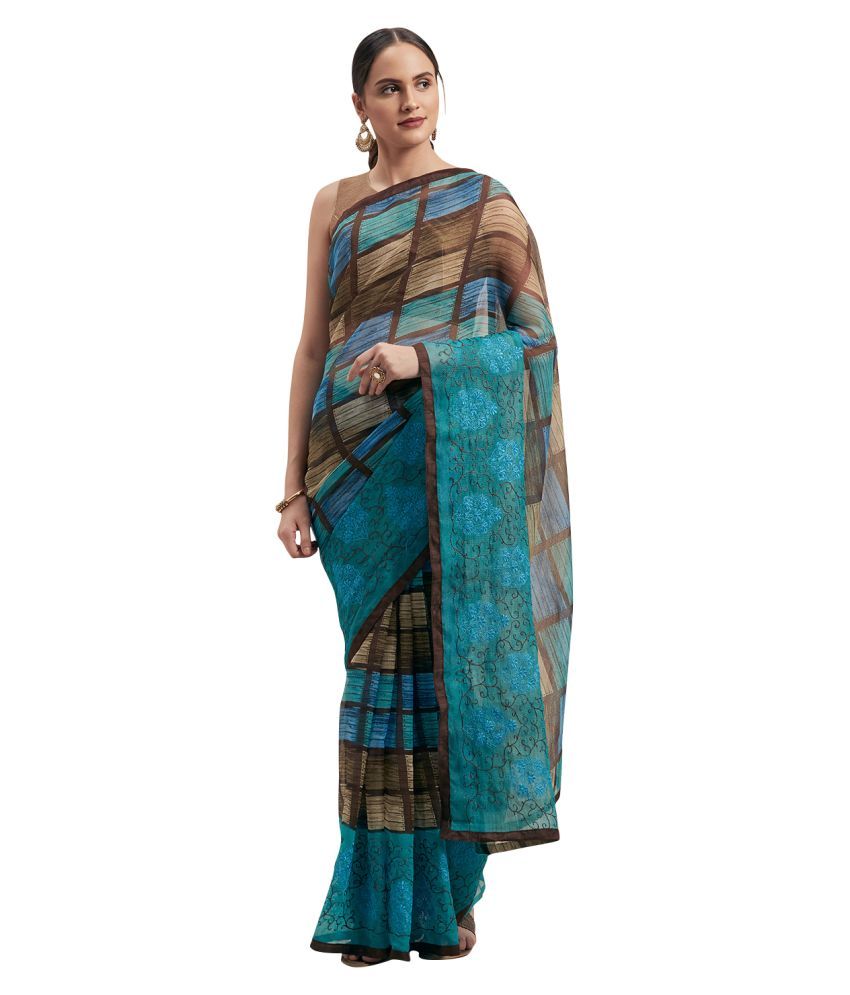     			Aarrah Green Cotton Blend Saree - Single