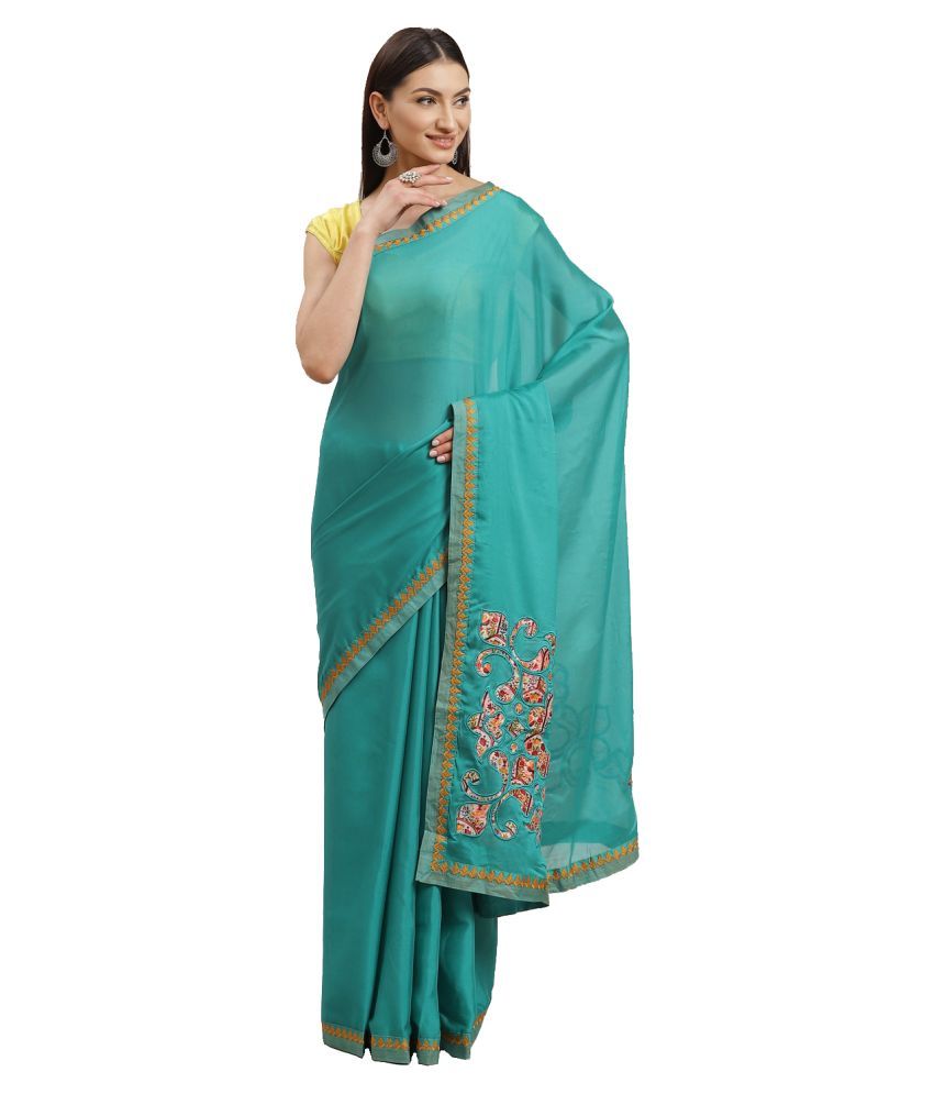     			Aarrah Green Georgette Saree - Single