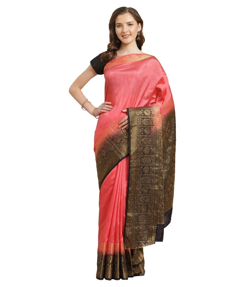     			Aarrah Pink Silk Blend Saree - Single