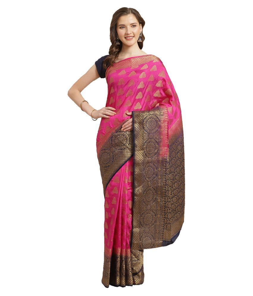     			Aarrah Pink Silk Blend Saree - Single