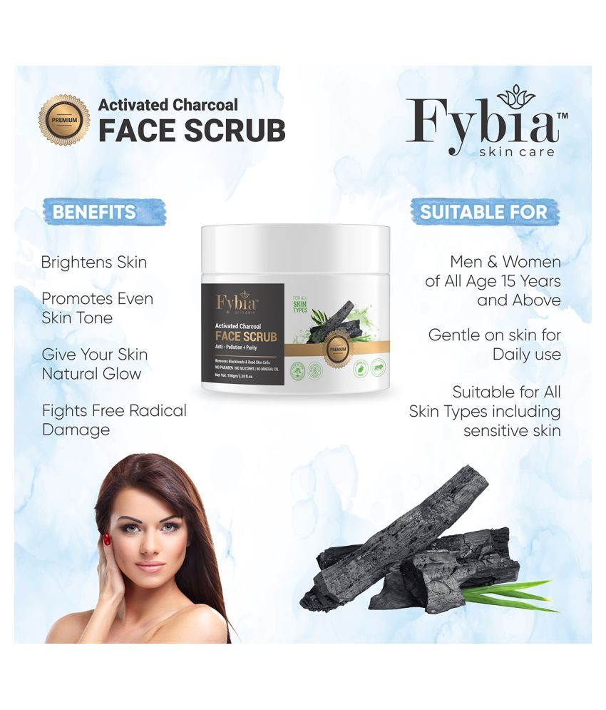 FYBIA Activated Charcoal Deep Cleansing Facial Scrub 100 gm Buy FYBIA