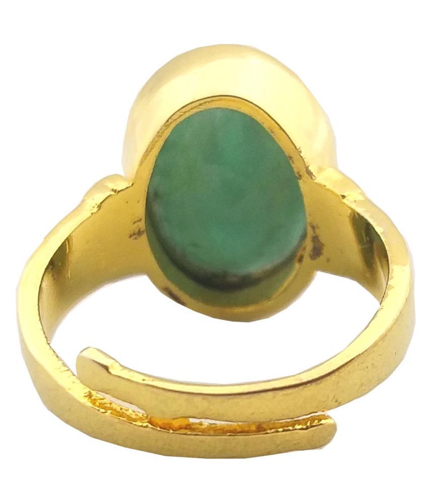 RS JEWELLERS Emerald Panna 5.40 ratti Stone Panchdhatu Adjustable Ring ...