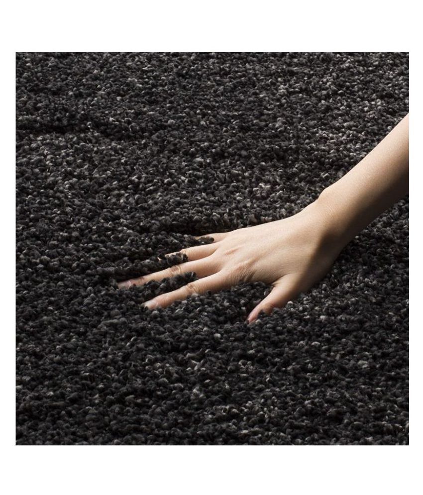 Noor Handloom Carpets Black Shaggy Carpet Floral 5x7 Ft Buy Noor