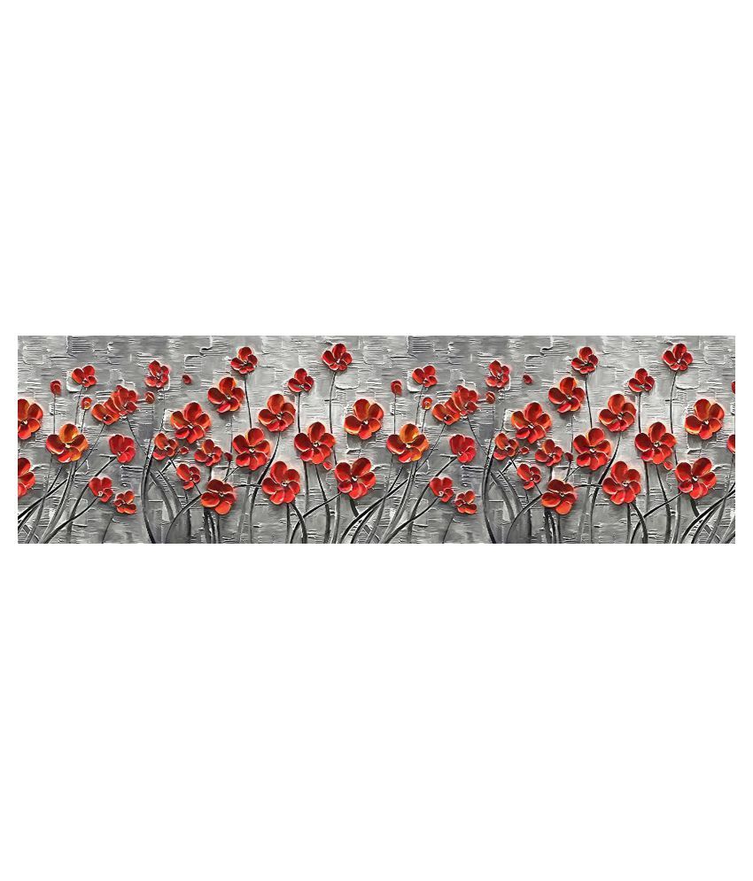     			WallDesign Artistic Oil Painted Flowers - 14 cm W x 153 cm L Floral Sticker ( 153 x 14 cms )