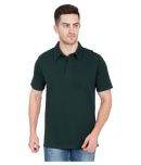 Urban Lion Cotton Blend Green Plain Polo T Shirt