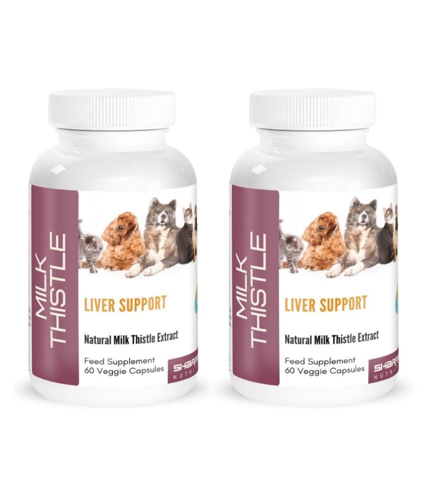 Milk Thistle for Dogs & Cats Liver Support Supplement- Silymarin Liver Cleanse 2 x 60 Veggie Capsules