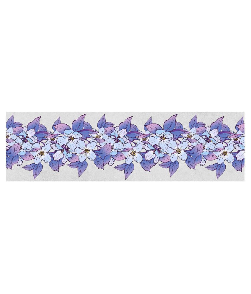     			WallDesign Blue Columbine Flowers - 14 cm W x 153 cm L Floral Sticker ( 153 x 14 cms )