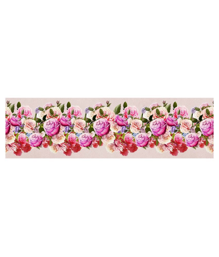     			WallDesign Multicolor Rose Flowers - 14 cm W x 153 cm L Floral Sticker ( 153 x 14 cms )