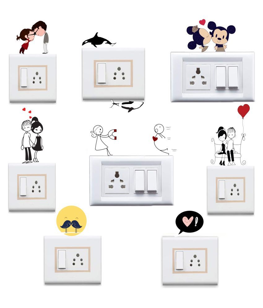     			WallDesign Romantic Couples Vinyl Switch Board Sticker - Pack of 9