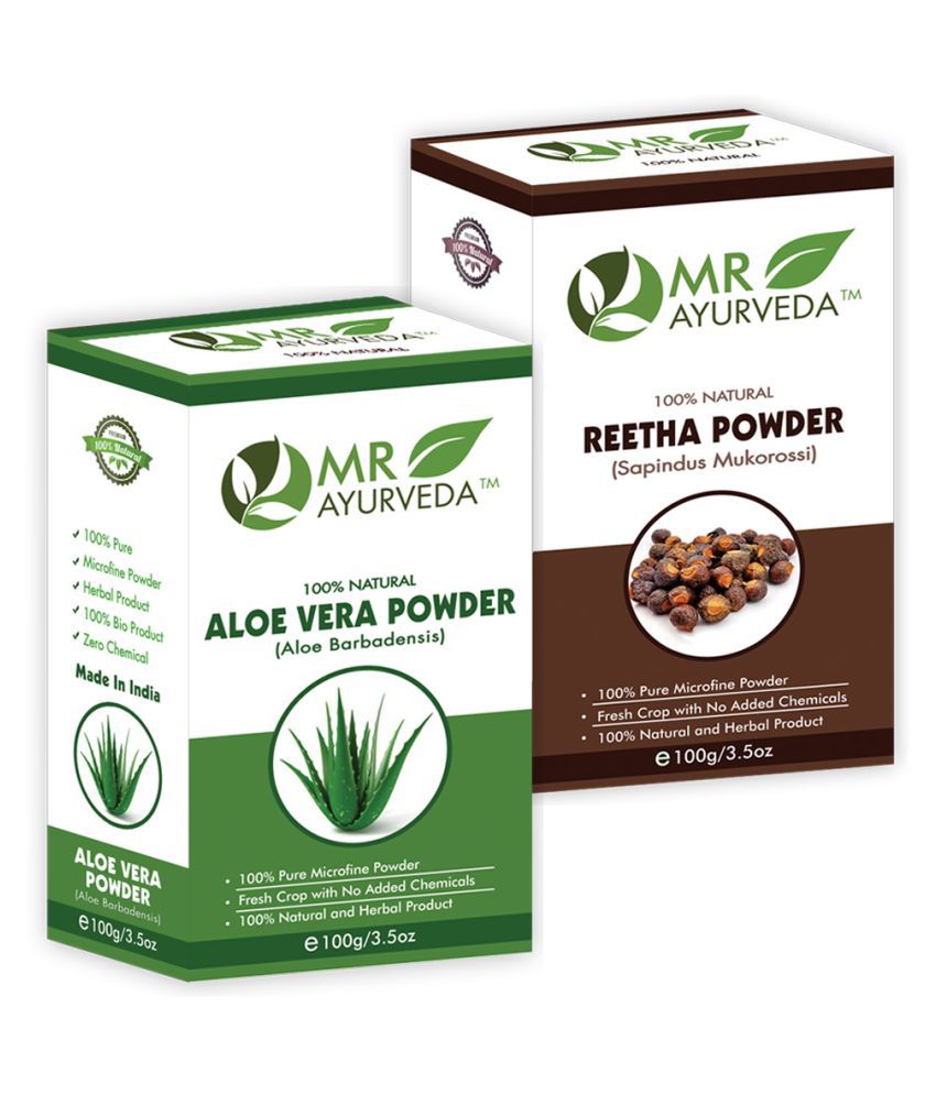     			MR Ayurveda 100% Pure Aloe Vera Powder and Reetha Powder Hair Scalp Treatment 200 g Pack of 2