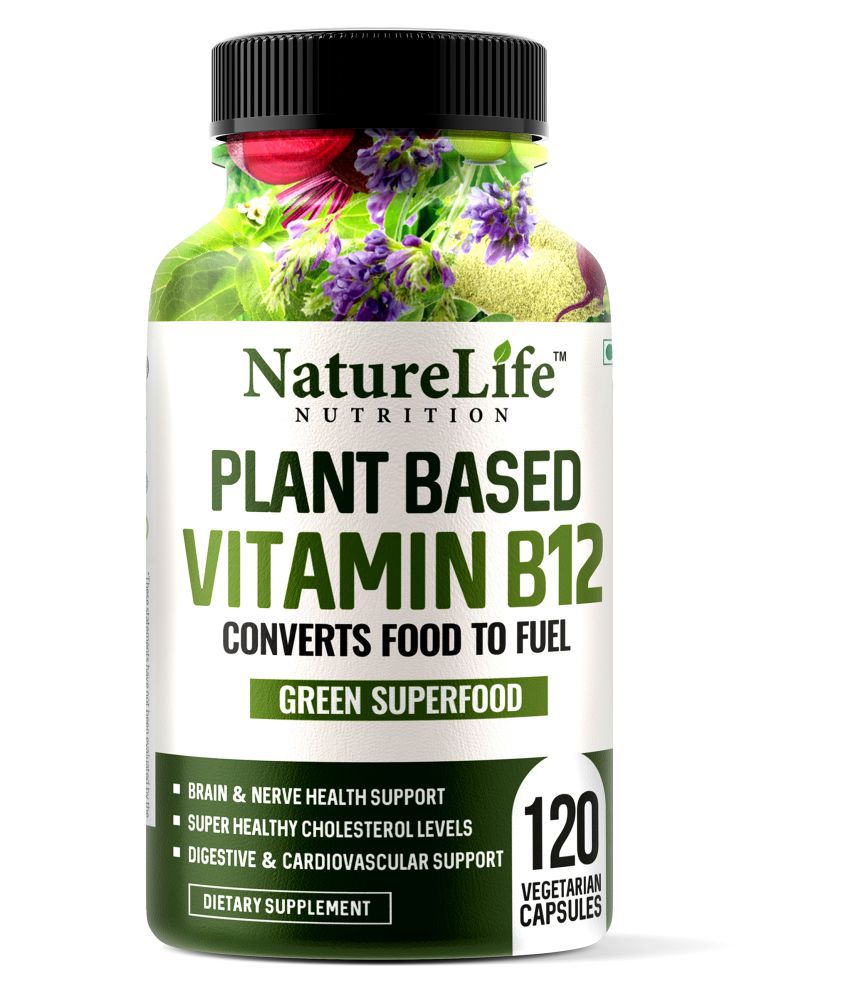 NatureLife Nutrition Plant Based Vitamin B12 Supplement from Wheatgrass, Moringa, Amla 120 no.s Multivitamins Capsule