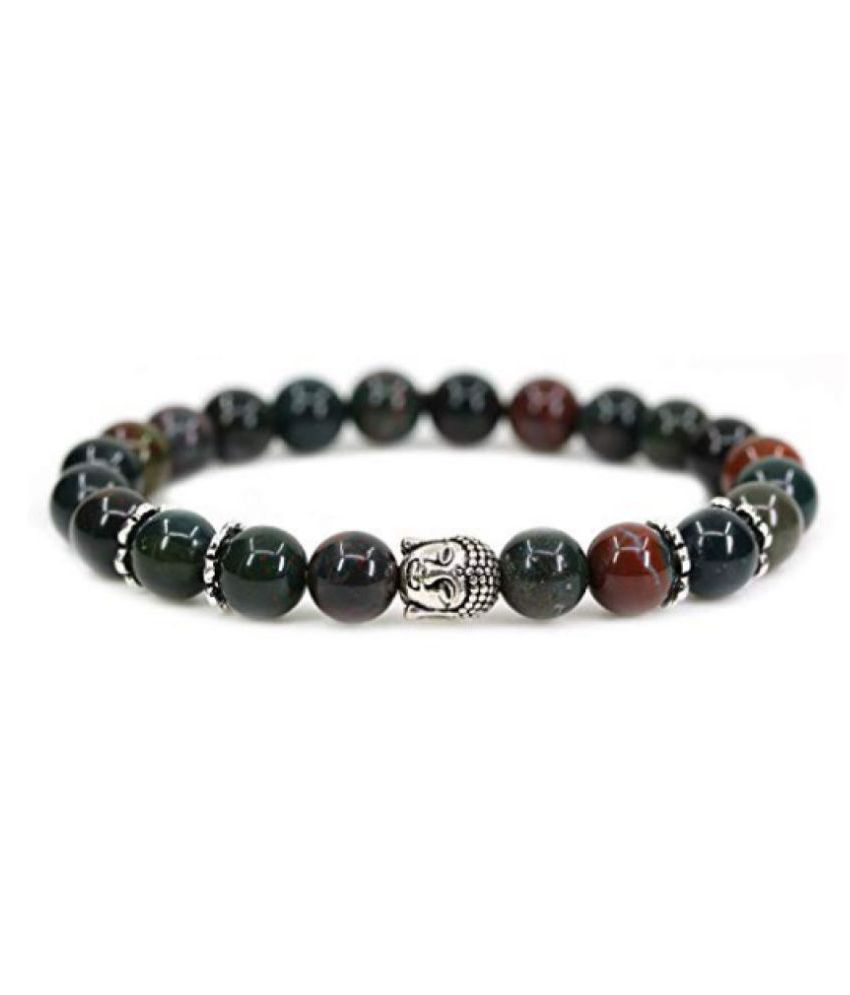     			8mm Green Bloodstone With Buddha Natural Agate Stone Bracelet