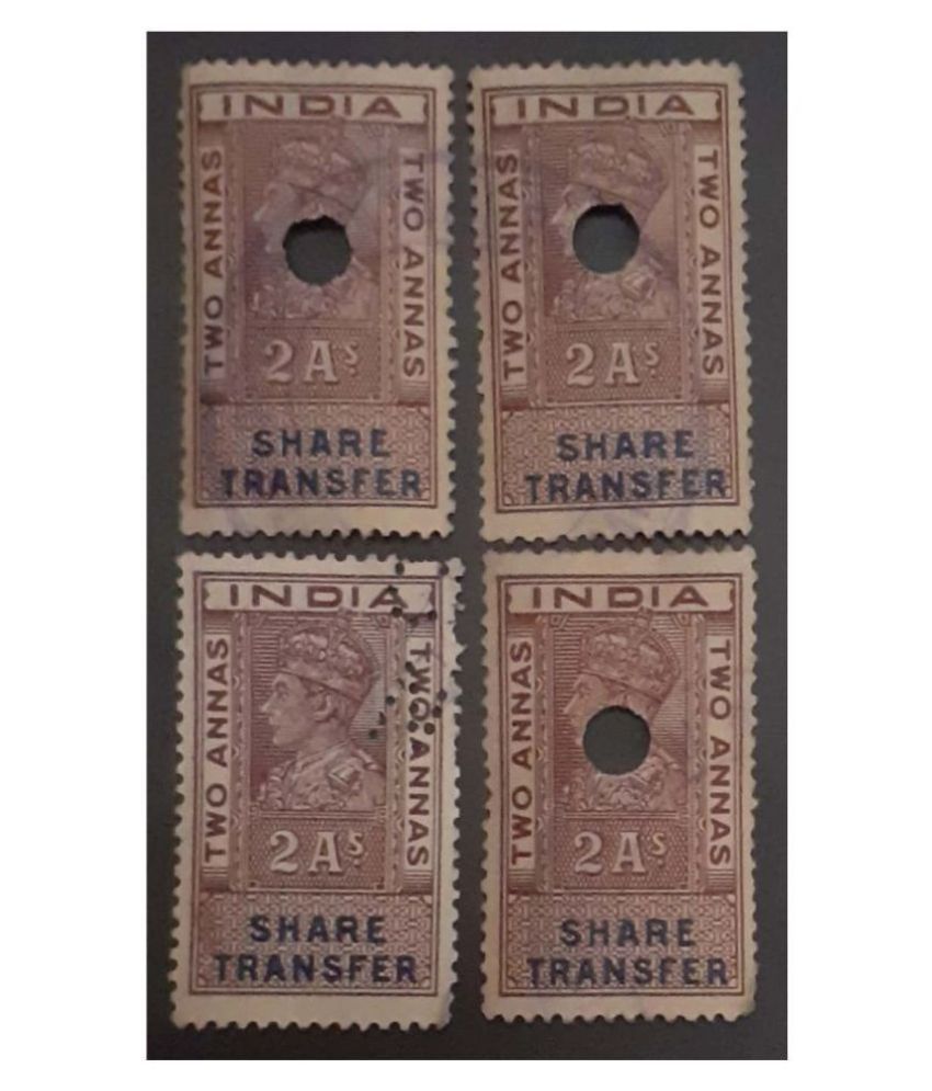     			Hop n Shop - British India King George VI Two Annas / 2 Annas Share 4 Stamps