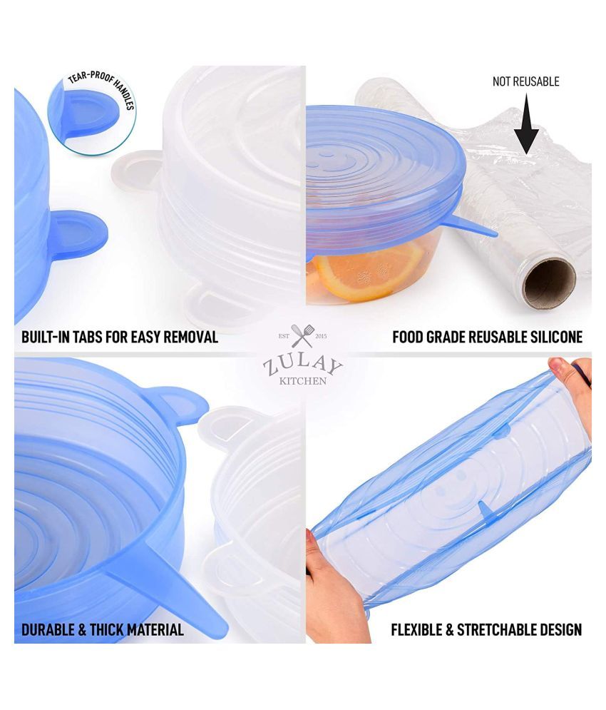 ANGAD Microwave Safe Silicone Stretch Lids reuseable Flexible Covers