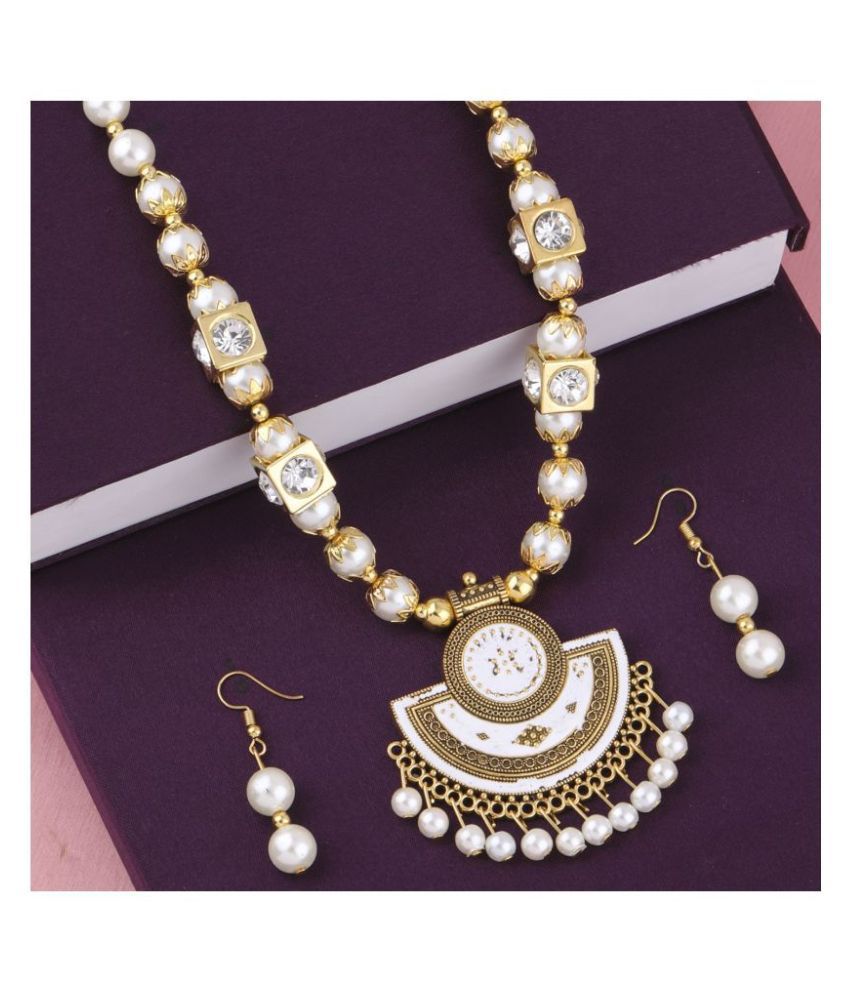     			SILVER SHINE Elegant Traditional Necklace Set Multi colour Pear Set For women Girls