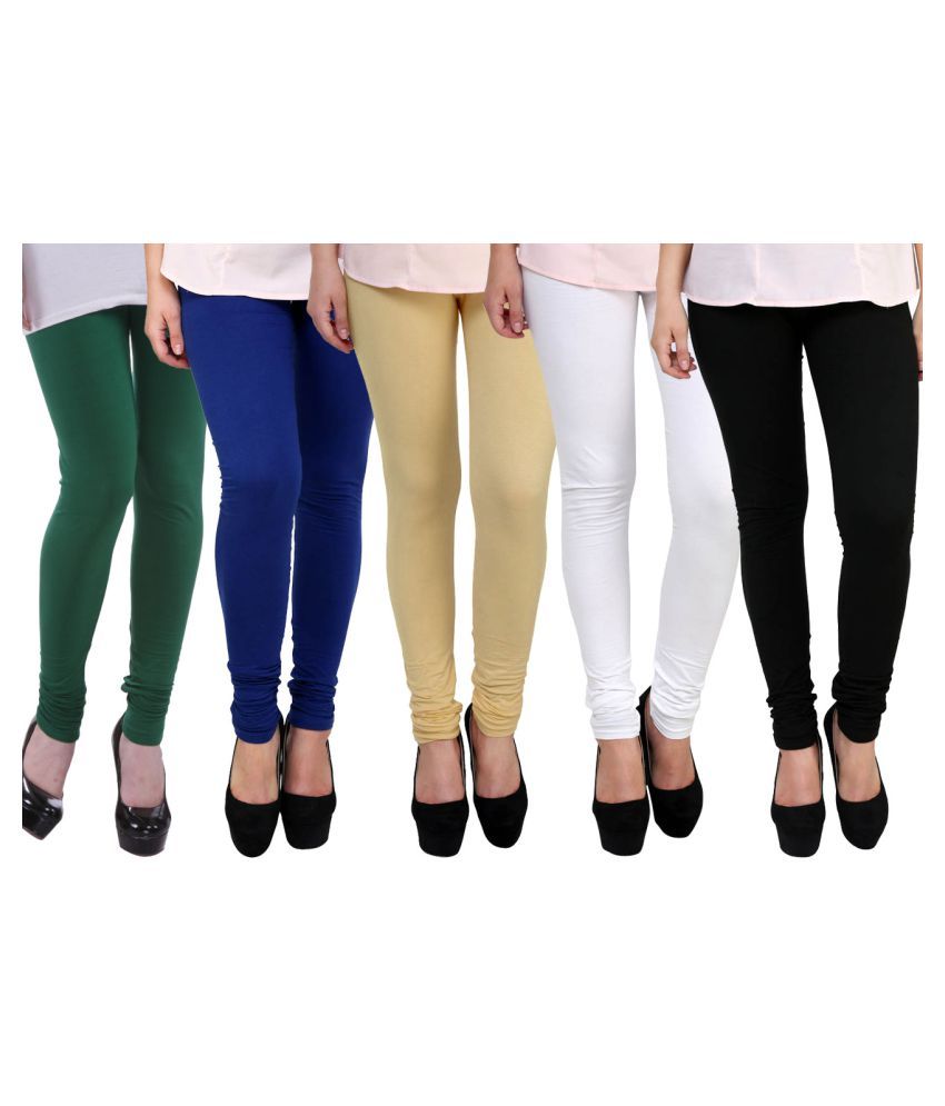     			FnMe - Green Cotton Women's Leggings ( Pack of 5 )