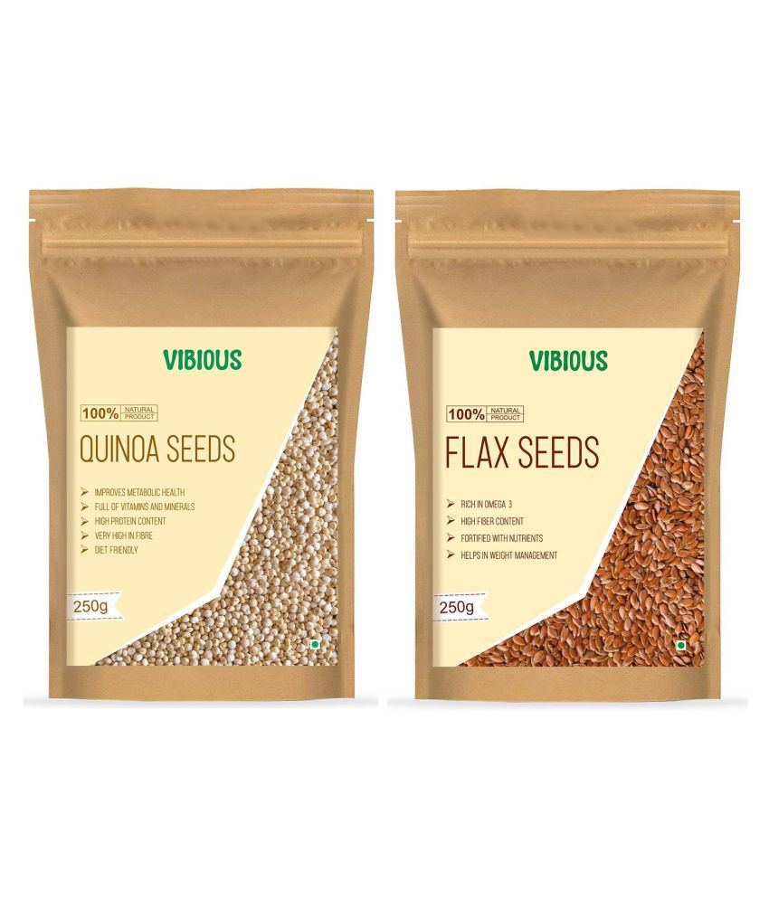     			VIBIOUS Combo Pack of Premium Quality Raw Seeds, Quinoa Seed & Flax Seed 500g (250gX2)