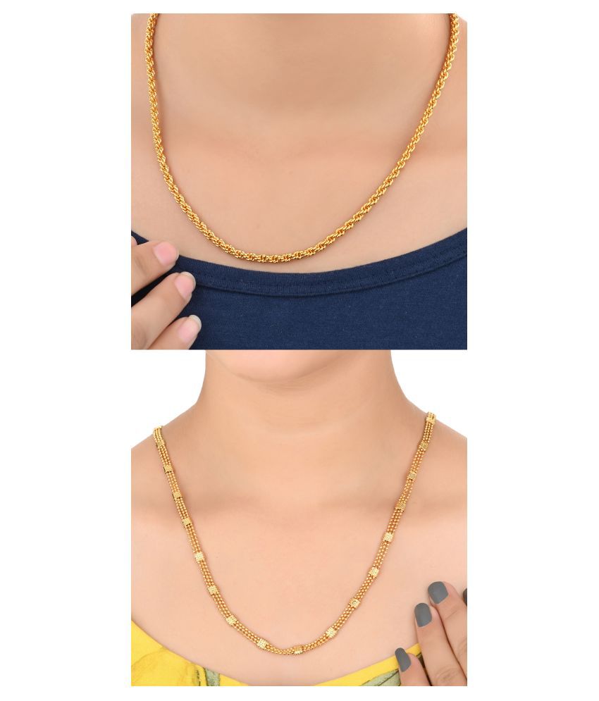     			AanyaCentric Delightful Gold Plated Imitation Chain Mala Combo of 2