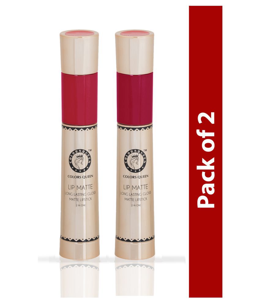     			Colors Queen 2 In 1 Long Lasting Matte Lipstick ( Shade - Fire Red & Russian Red)| Pack of 2