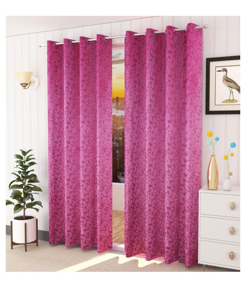     			LaVichitra Plain Blackout Eyelet Window Curtain 5ft (Pack of 2) - Pink