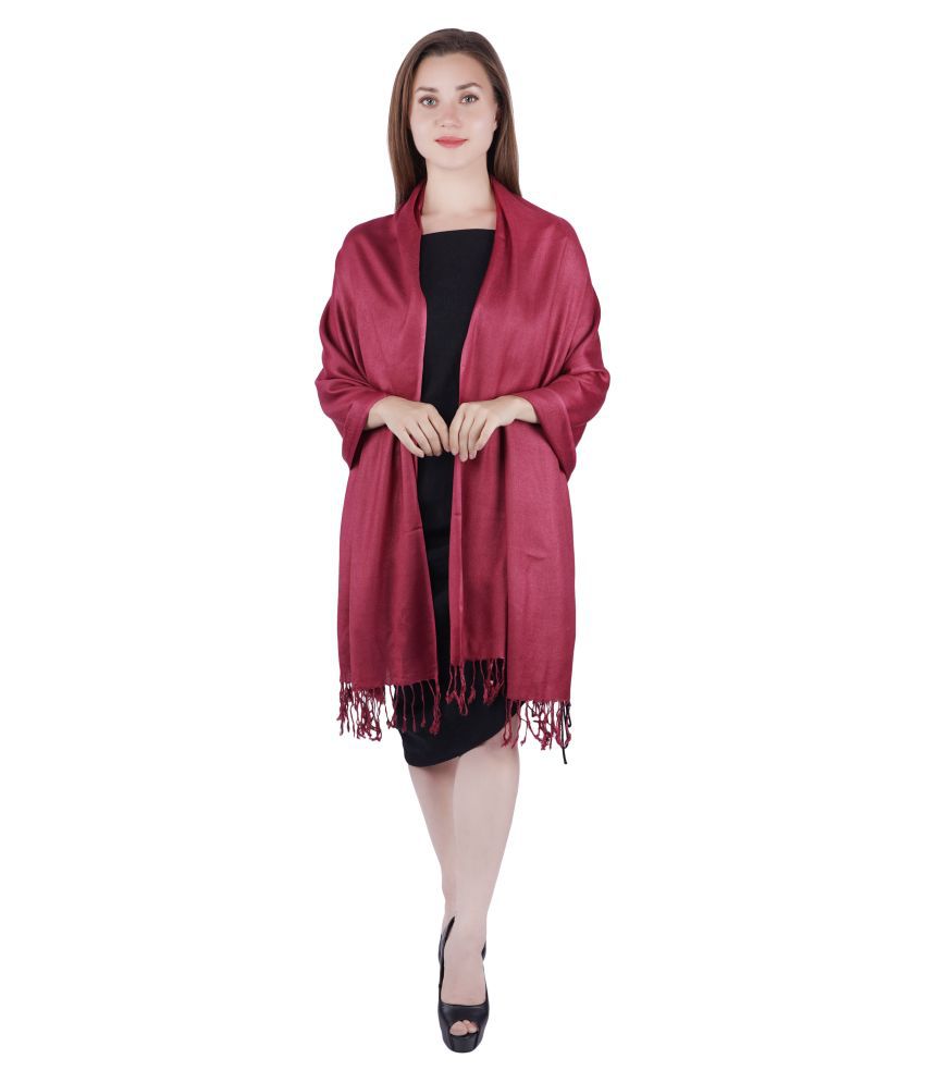     			MUFFLY Maroon Solid Viscose Stoles