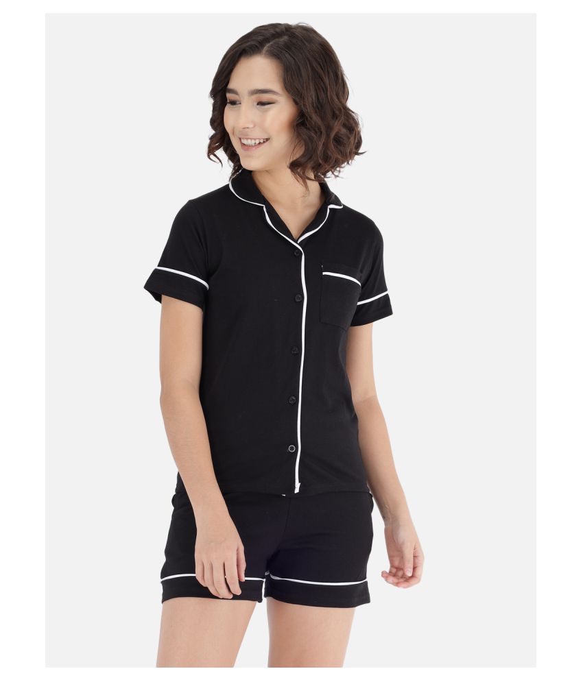 The Dry State Cotton Nightsuit Sets - Black