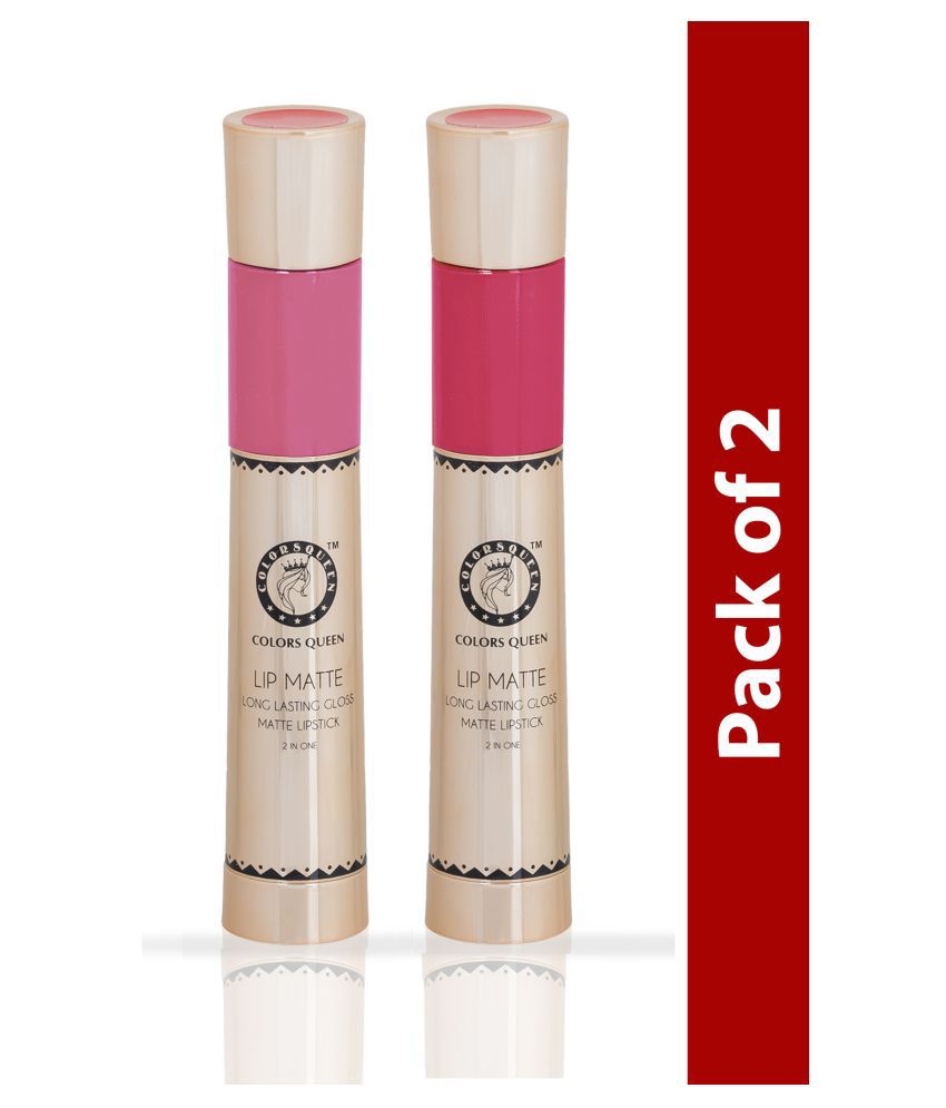     			Colors Queen 2 In 1 Long Lasting Matte Lipstick (CollageGirl&Coral) Multi Pack of 2 16 g