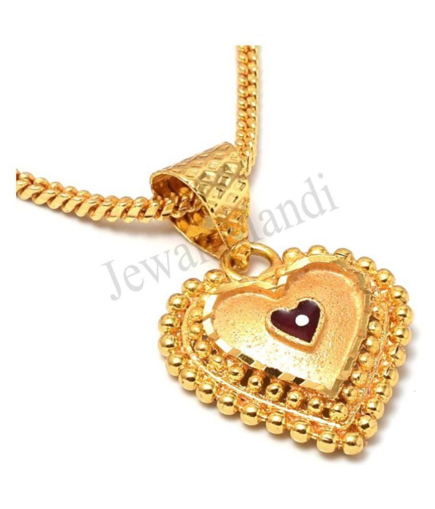 Jewar Mandi Pendant Meena Work Pan Heart Dil Locket Chain Gold Plated Rich Look Long Size Latest Designer Daily Use Jewelry for Women, Girls, Unisex