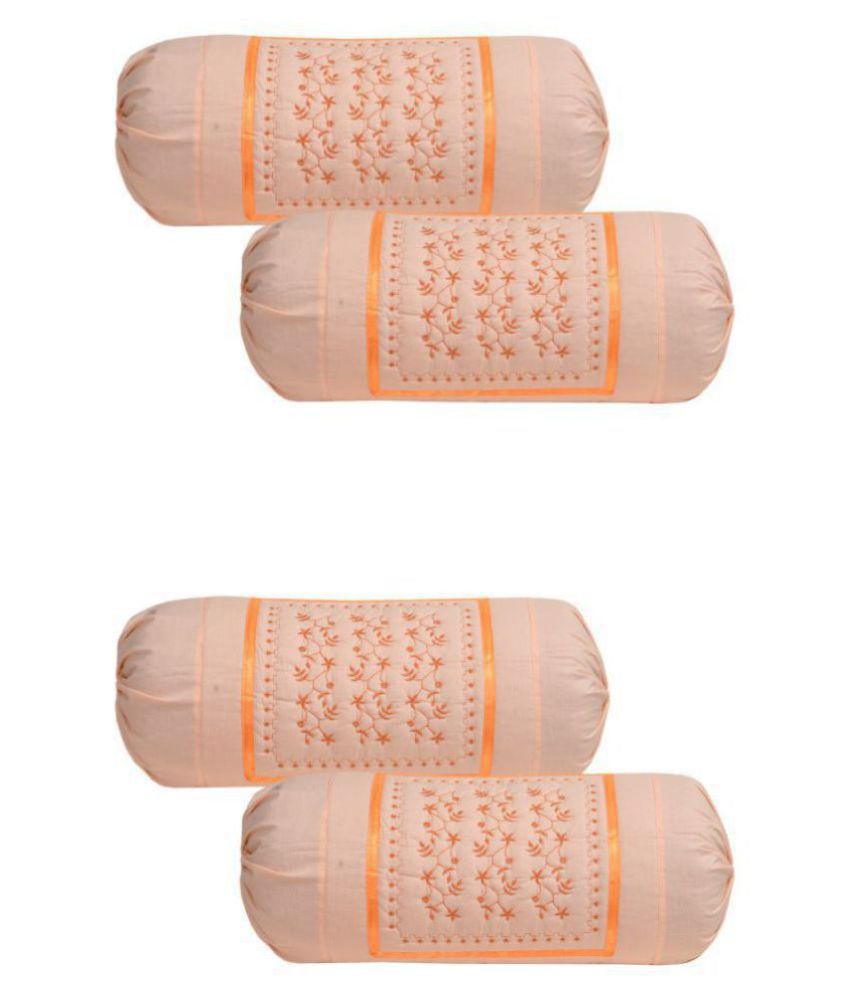     			MAHALUXMI COLLECTION Pack of 4 Orange Pillow Cover