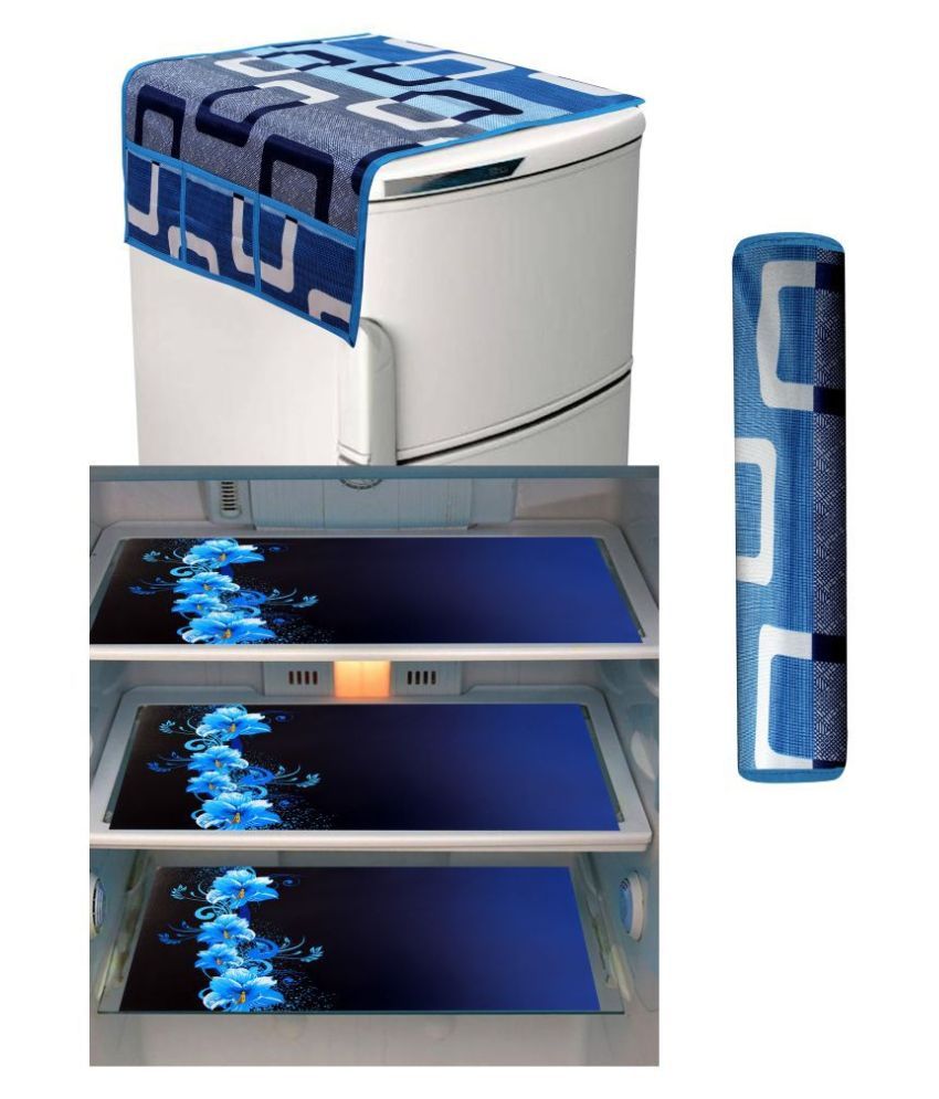     			Shaphio Blue PVC 3 Fridge Mats+1 Fridge Handle Cover + 1 Fridge Top Cover (Size - 36 X 24 In)