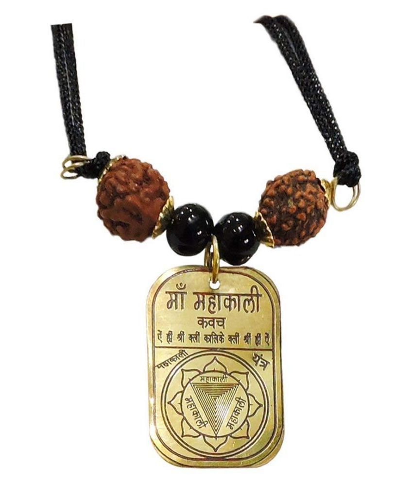     			Golden Brass Shri Maa Mahakali Kavach Yantra Pendant Enemy and Evil Eye Locket for Spiritual Protection for Men and Women