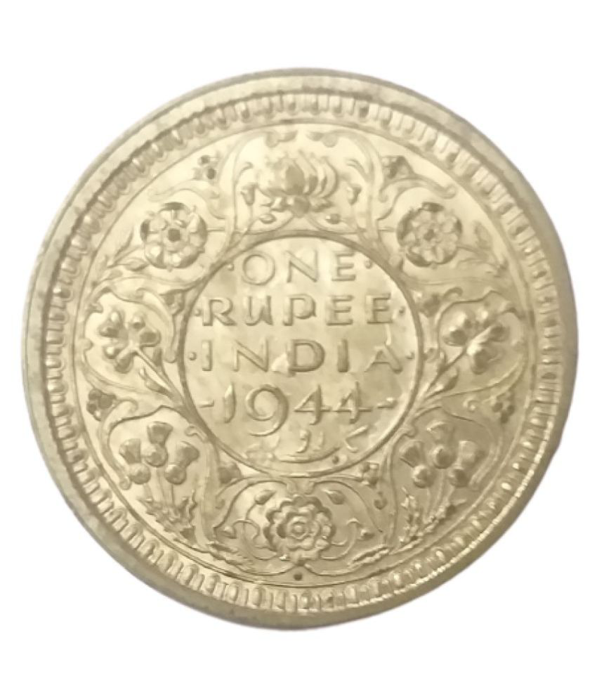     			1944 ONE RUPEE BRITISH INDIA GEORGE VI KING EMPEROR EXTREMELY RARE COIN