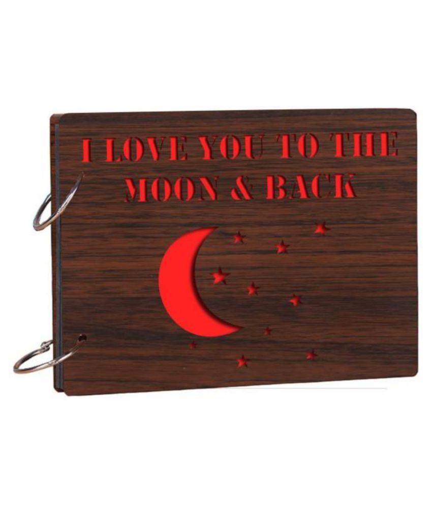 Puchkari 26 X 16 Cm Scrap Book Photo Album I Love You With Moon And Star Shaped With Love Gift Polished Rich Brown Wooden Engraved Premium Design Buy Online At Best