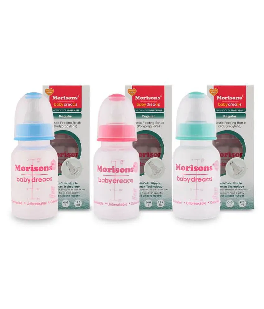 Morisons Baby Dreams Multicolor 125 ml Feeding Bottle Pack of 3