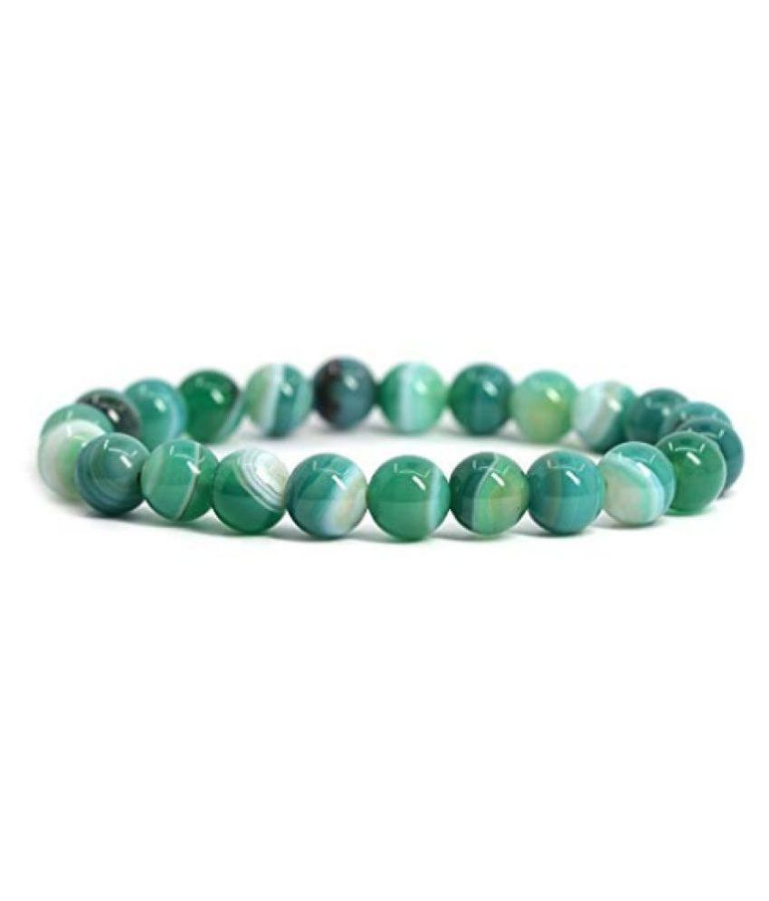     			8mm Green Bandend Agate Natural Agate Stone Bracelet