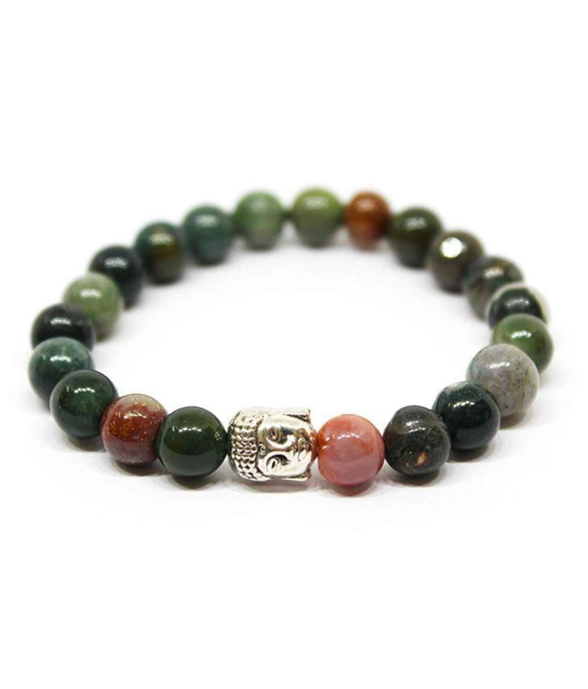     			8mm Red Blood Stone With Buddha Natural Agate Stone Bracelet