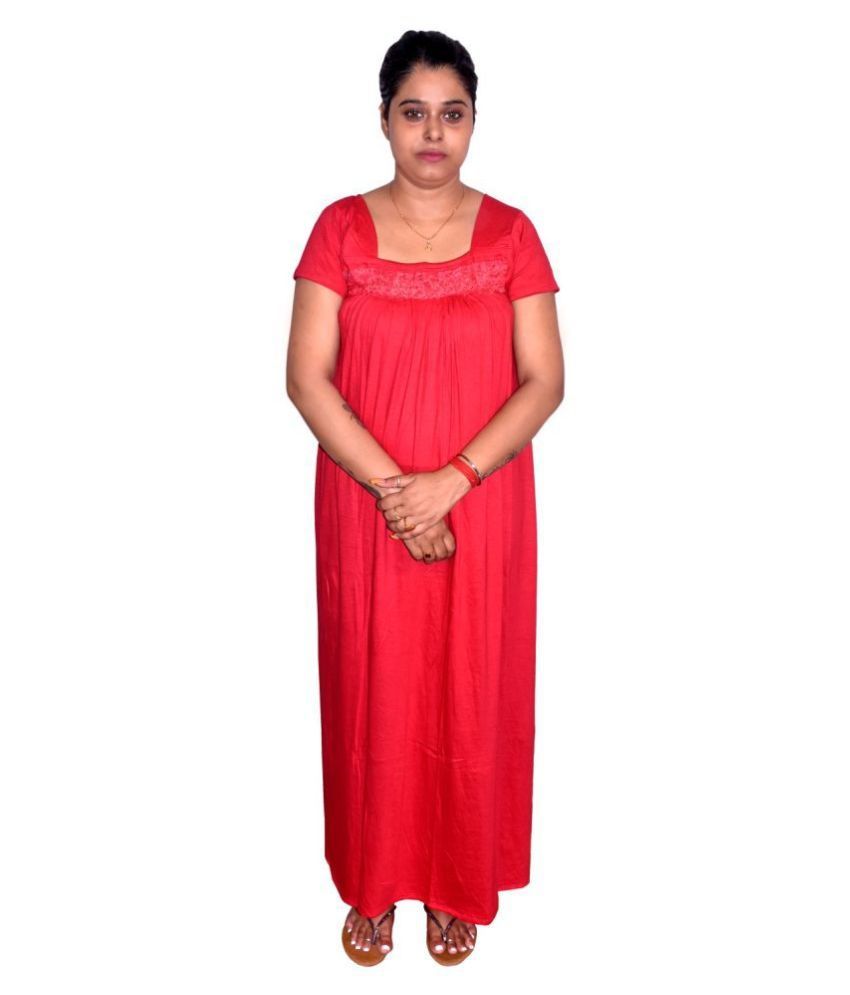     			PIYALI'S CREATION WOMEN'S Cotton Nighty & Night Gowns - Red