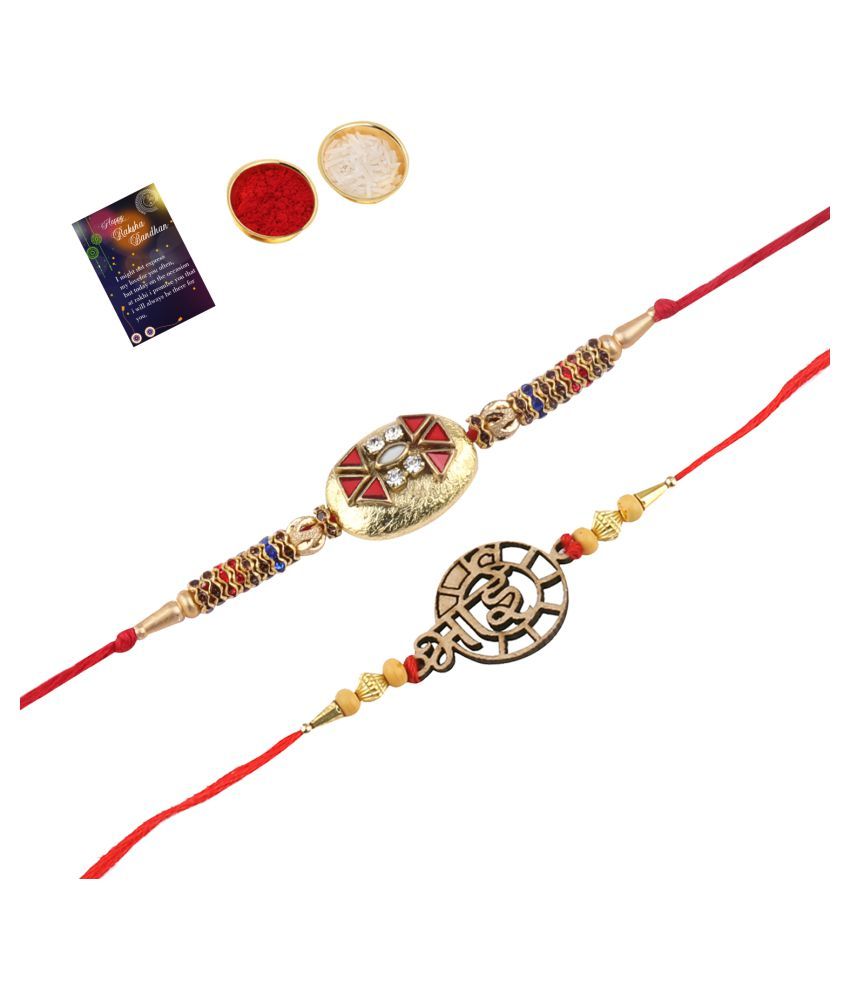     			Paola Elegant  Bhaiya Rakhi " BHAI" Designe With  Designer Look  Rakhi Combo  For Bhaiya With Roli Chawal And  Greeting Card