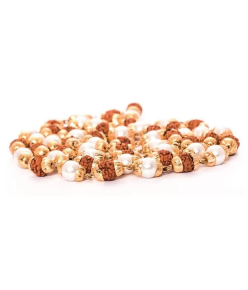     			RUDRA'S Rudraksha Gold Plated Cap Mala with moti attached cap mala for unisex